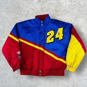 Vintage Chase Authentics 90s Jeff‎ Gordon Nascar Puffer Jacket Large Colorblock